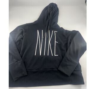 Nike Dri Fit Sweatshirt Womens Extra Large Black White Hooded Sports Y2K Active